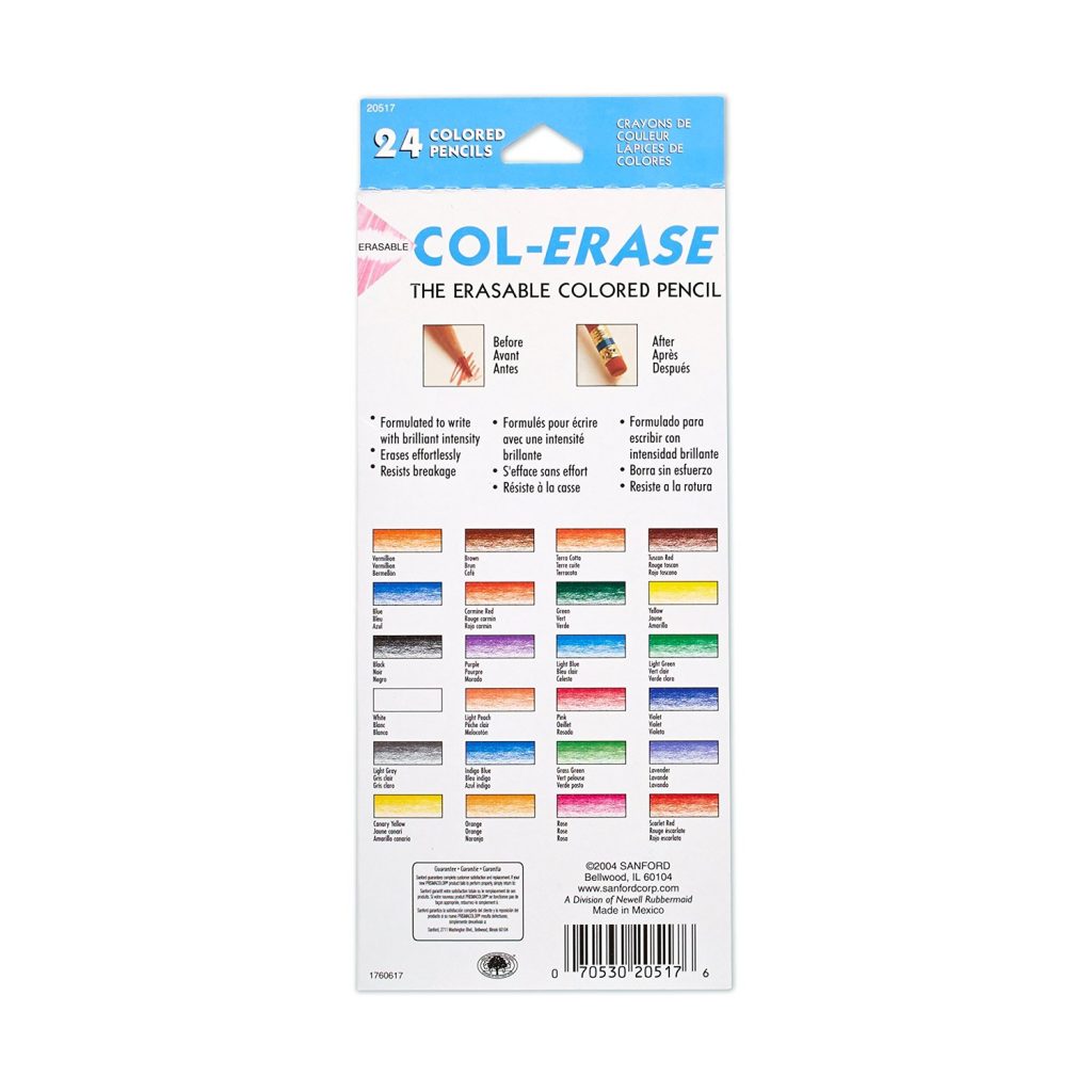 Prismacolor Col-Erase - стирающиеся цветные карандаши, 24-цвета.